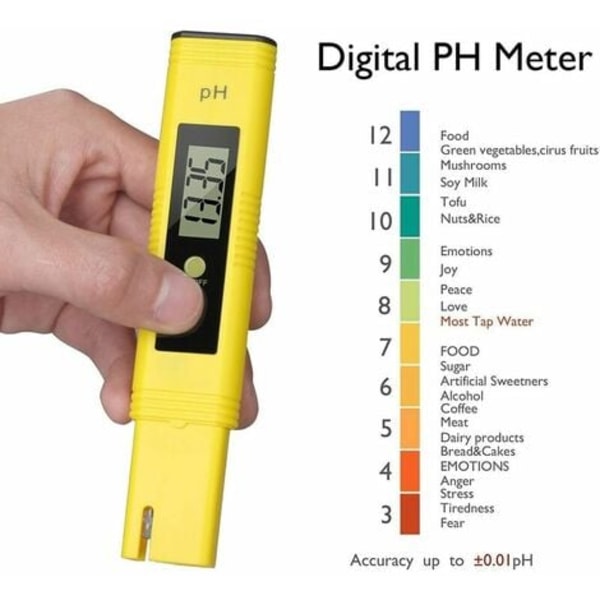 Profesjonell pH-tester, automatisk kalibreringsfunksjon og måleområde 0,00-14,00 for vann, bærbart akvarium, hydroponics