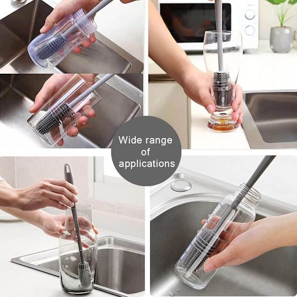 1 langskaftet blød silikoneflaskerensebørste, bruges til