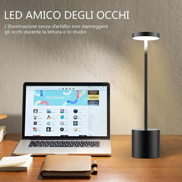 Svart trehastighetsdimande USB laddningsbordslampa kreativt matbord hotellbar bordslampa utomhus nattlampa, för li