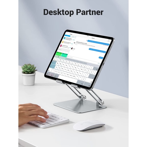 Tablettställ för skrivbord Dubbelpolestativ Aluminiumtablethållare Justerbar bas Flera vinklar Höjningsställ Hemmakontorstillbehör