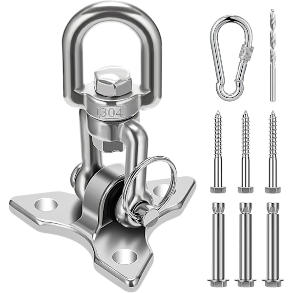 Awroutdoor Takkrok med Sus304 Rostfritt Stål 450kg Kapacitet 360 Rotation, Takset Trä Betong Hängande Krokar Kit med Karabiner A
