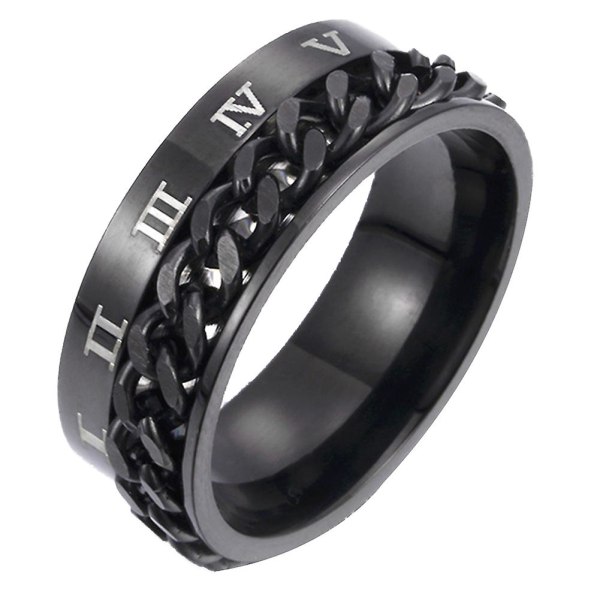 Unisex Mode Titanium Stål Romertal Twist Kæde Ring Fest Smykker Gave Golden US 8