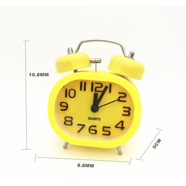 Analog väckarklocka med dubbla klockor, nyhet klockväckarklocka utan tickande tyst kvartsväckarklocka 3 tum analog väckarklocka batteridriven reseväckarklocka C