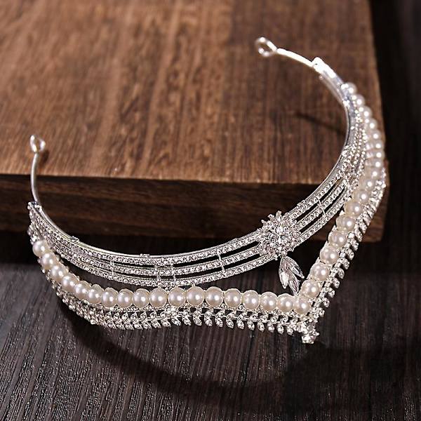 Brudkrona huvudbonad Rhinestones inlagd Retro huvudbonad Lyxlegering Krona Bröllop Födelsedag Hår
