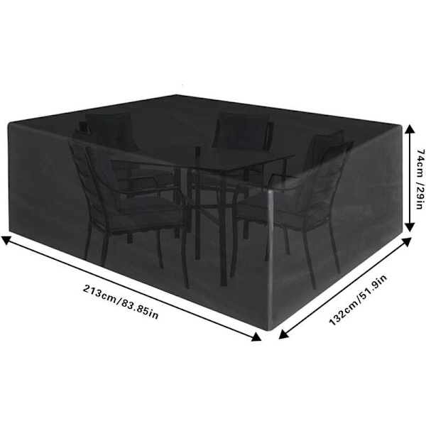 Puutarhakalusteiden suojus 213X132X74cm Ulkokäyttöön Vedenpitävä Tuulenpitävä Pölytiivis Oxford-kangas Musta Kalusteiden suojukset Lukolla
