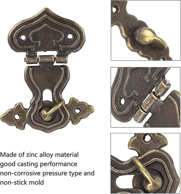 6 stk. Lås Antikk Stil Messing Hasper Design Låsekrok Hasp Med Skruer (bronse)