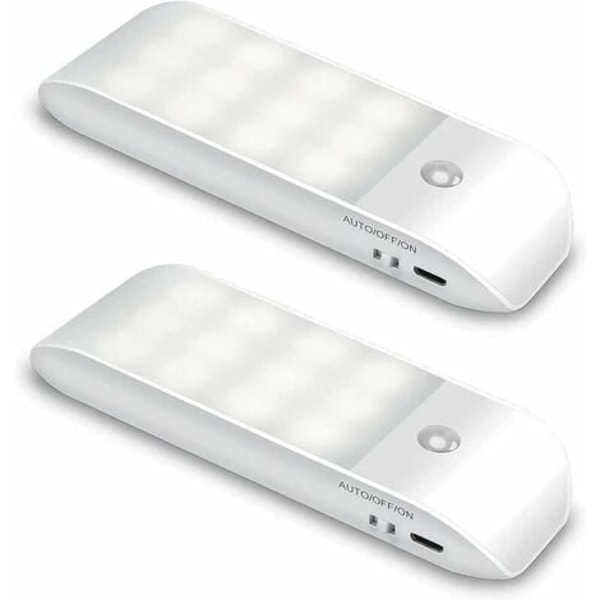 Autoljus, bärbar rörelsesensorlampa, nattljus med 3 lägen 12 LED USB -uppladdningsbar med magnetiskt klistermärke Varmt ljus för