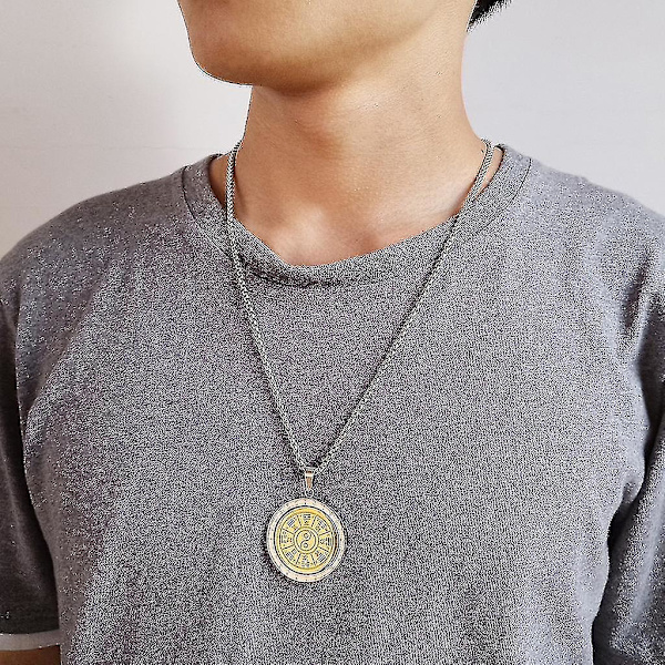 To-farvet Herre Tai Chi Yin Yang Vedhæng Bagua Otte Diagram Talisman Halskæde