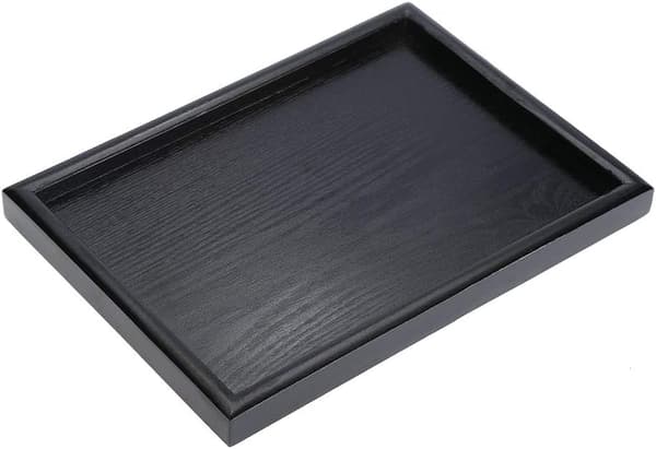 1 stk. sort 30x20cm bakke i massivt træ, rektangulær træbakke