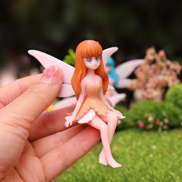 4-pack Blomsterfe Statyer Cartoon Hög Simulation Realistisk Flygande Ving Tredimensionell Dekorativ Harts Blomsterfe Miniatyrer Mikrolandskap