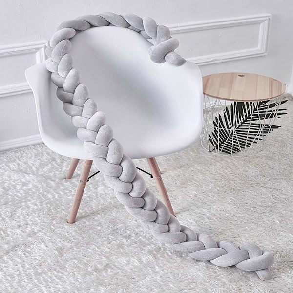 Spjälskydd, Baby Spjälskydd, Orm Säng Spjälskydd Baby Väva Kantskydd Huvud Dekoration för Baby Spjälsäng (Grå, 100cm),