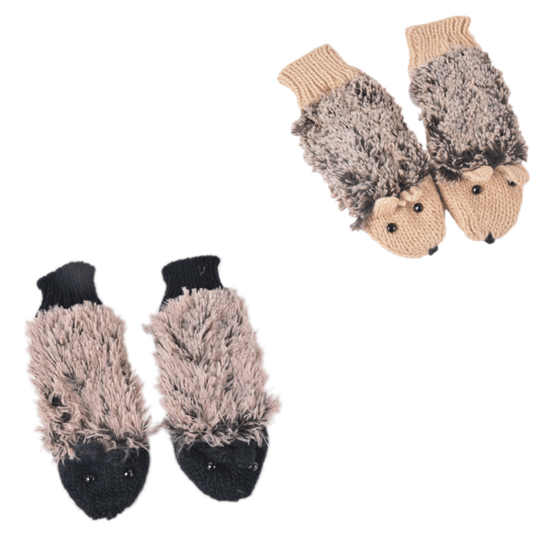 2 par tegneserie pinnsvin bomulls vinterhansker for jenter