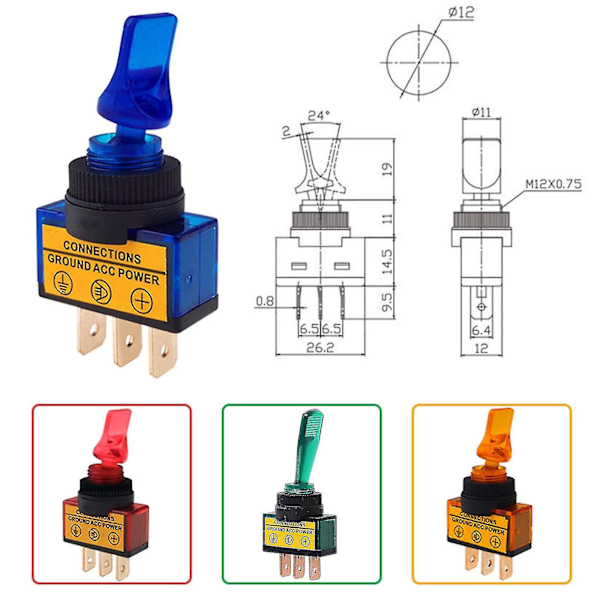 Gul Bil Båd Lastbil Led Belysning Toggle Switch Med Flyvemaskine Flip Sikkerhed Op Kapsel Dæksel
