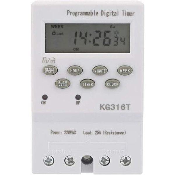 KG316T 220V Mikrocomputer Tidsswitch Digital Timer Switch Mikrocomputer Tidskontrol Switch Automatisk Program Digital