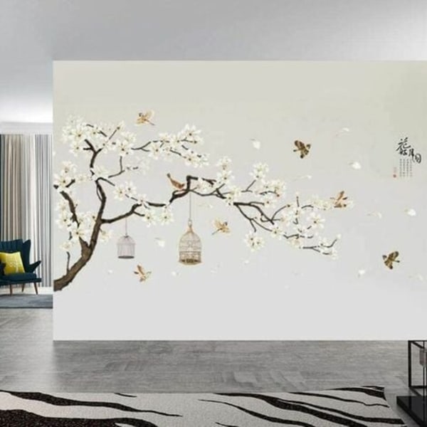 Bird Flowers Tree Wall Stickers, Tree Wall Stickers Elegant Beautiful Home Backgrounds Large Size Decal For Living Room