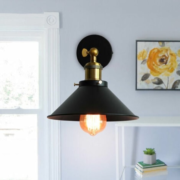 Metallvegglampe Taklampe E27 Justerbar Skjerm for Stue Gang Svart - Svart