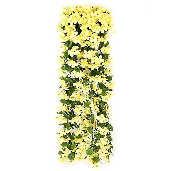 Keinotekoinen Viiniköynnös Riippuva Kukkaköynnös Rattan Puutarha Seinäkoriste Yellow 2PCS