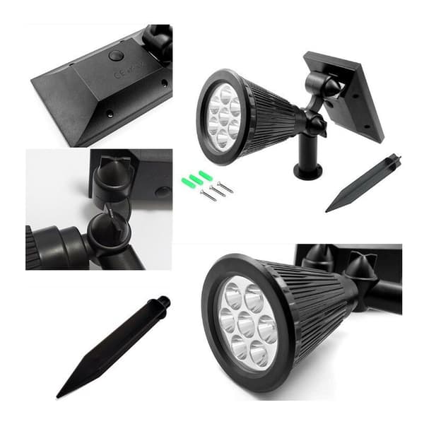 Pakke med 2 vanntette solcelle-utelys - 4 LED-RGB