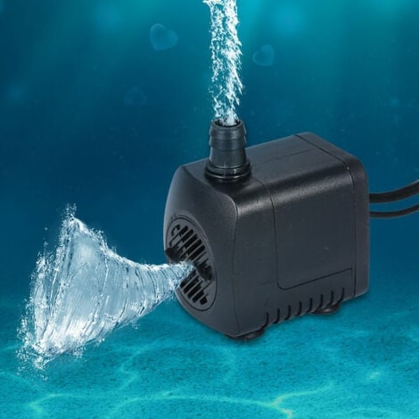 Akvariepumpe LED lys dykpumpe 800L/H Ultrastøjsvag akvariedamtank svømmebassin Vandfontænepumpe, EU Plus