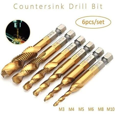 Metal Twist Bor, Titaniumbelagte Bor, Sæt med Hurtigtskifte-Tappebor og HSS-Coatede Bor, M3-M10