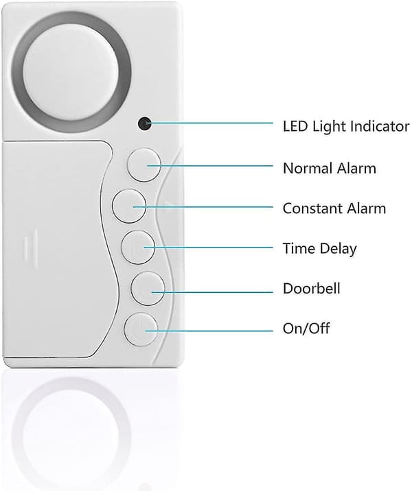 Frysdörrlarm, fönsterlarm, dörrsensor dörrklocka dörröppningslarm 108db2pcs-vit