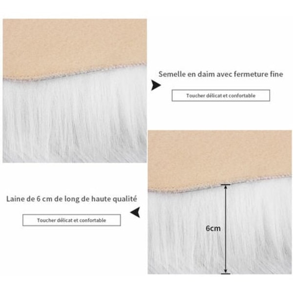 Plys Rug Rund Gulvmatte Imitation Uld Ren Hvid Stue Soveværelse Areal Rug - Rund 100Cm