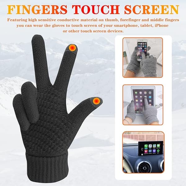 2 Par Dame Vinter Touch Screen Handsker Varme Fleeceforet