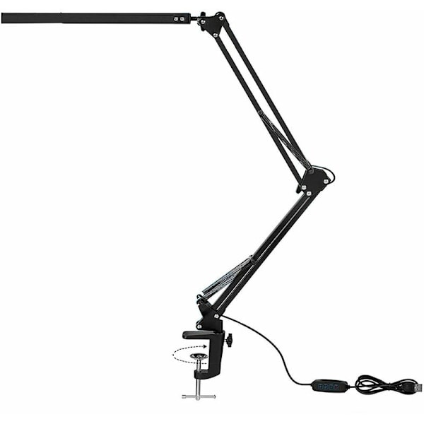 LED-skrivebordslampe med klemme 3-farget arkitektlampe med svingarm skrivebord