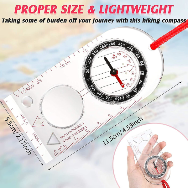 Navigasjon Kompass Orienteringskompass Speiderkompass Vandringskompass Med Justerbar Deklinasjon For Kartlesing Ekspedisjon, Navigasjon, Orientering
