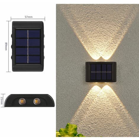 Utendørs solcellelykter, 4 LED-er (konveks speil)