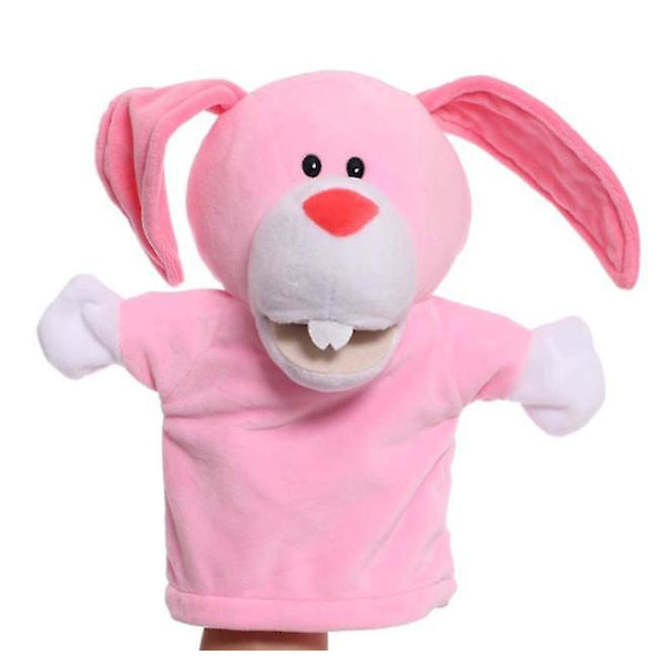 Plush Leksak Handdocka Söt Cartoon Djurdocka Dockans Mun Kan Röra Sig A