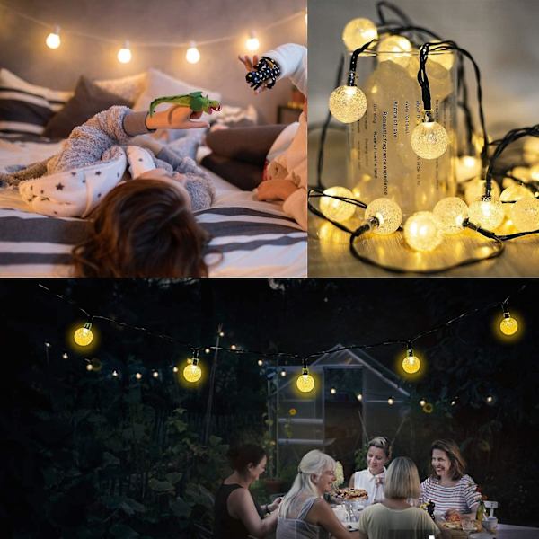 6,5 m aurinkokennovalosarja, 30 LED-lamppua, 8 valaistustilaa, IP65 vedenpitävä 2 V 100 mA aurinkopaneelilla, ulko-/sisäkoristeluun, joulukuuseen, Pa