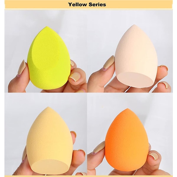 4-pack sminkspongeset, mjuk svamp för flytande foundation, krämer och puderlatexfri våt och torr sminkägg Yellow Series