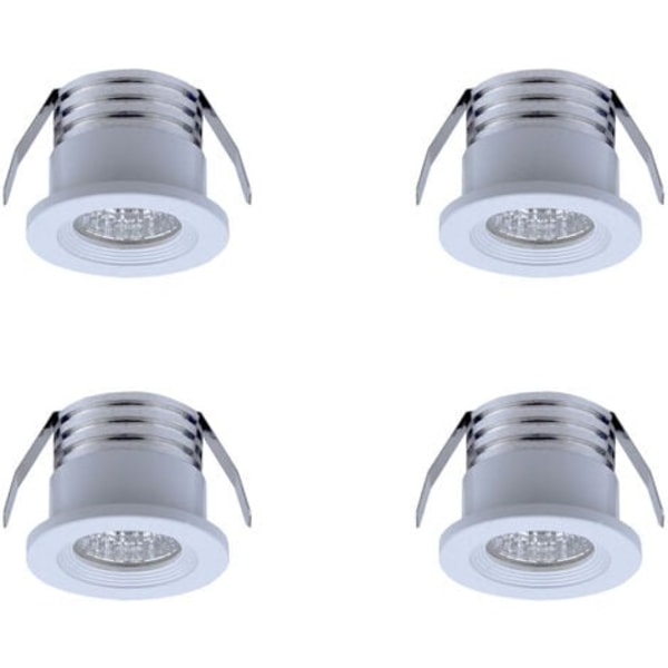 Set med 4 mini infällda LED-spotlights, 3 W, kallvit ljus Vit