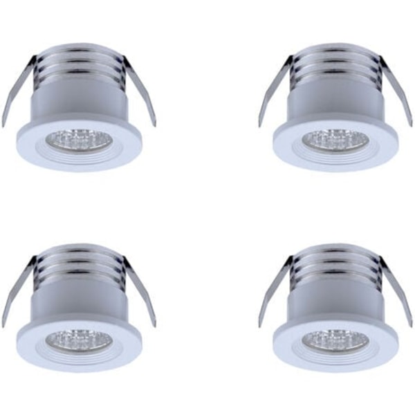 Set med 4 mini infällda LED-spotlights, 3 W, kallvitt ljus Vit