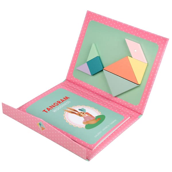 Vaaleanpunainen magneettinen tangram-palapeli,