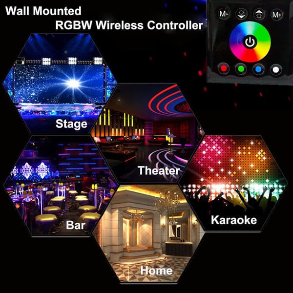 4A LED-controller, 12/24V DC-kontakt, berøringspanel, lysdæmpercontroller til RGBW RGB LED-strips, dæmpbar farveskiftende