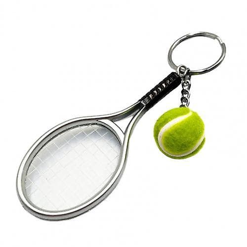 Simuleret Mini Tennis Racket Bold Nøglering Til Taske Nøglering Tilbehør Grey