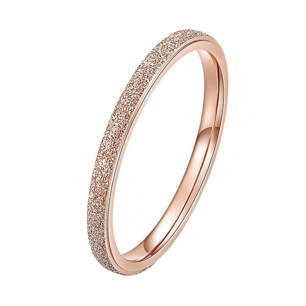 Glitter Matt Slim Band Titanstål Finger Ring Bryllup Smykke Gave Rose Gold US 9 2mm