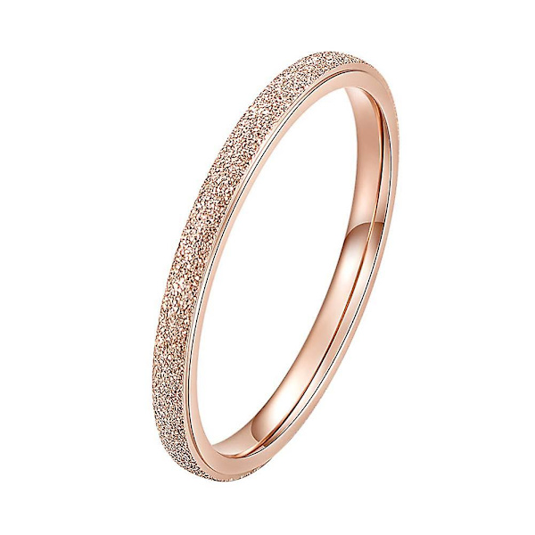 Glitter Matt Smalt Band Titanstål Finger Ring Bröllop Smycken Present Rose Gold US 4 2mm
