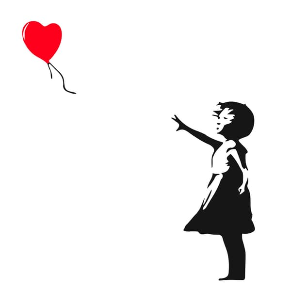 HJERTE-BALLON VINYL VÆGKLÆBER 56X29 cm