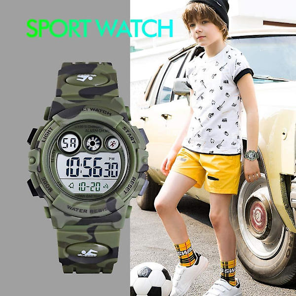 Barnklockor Digitala Sportklockor För Pojkar Flickor Utomhus Vattentäta Klockor Med Alarm Stoppur Militär Barn Armbandsur Åldrar 5-10