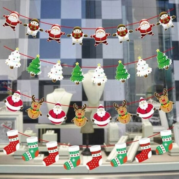 4 st julbanderoller i papper, hängande flaggor, vimplar, dörrväggsfönsterhängande dekorationer, prydnader, hemmakontor, hotellfest