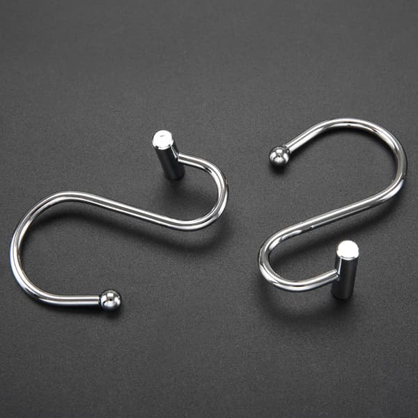 Silver Duschdraperihakar, Metall T-forma Rostfria Duschdraperihakar, Duschdraperistång, Set om 12