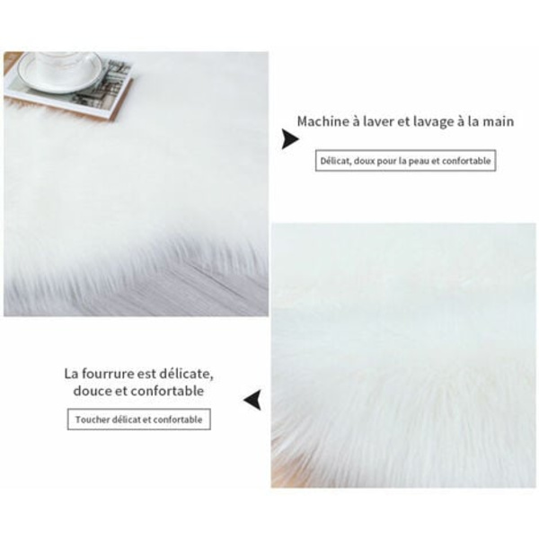 Plys Rug Rund Gulvmatte Imitation Uld Ren Hvid Stue Soveværelse Areal Rug - Rund 100Cm