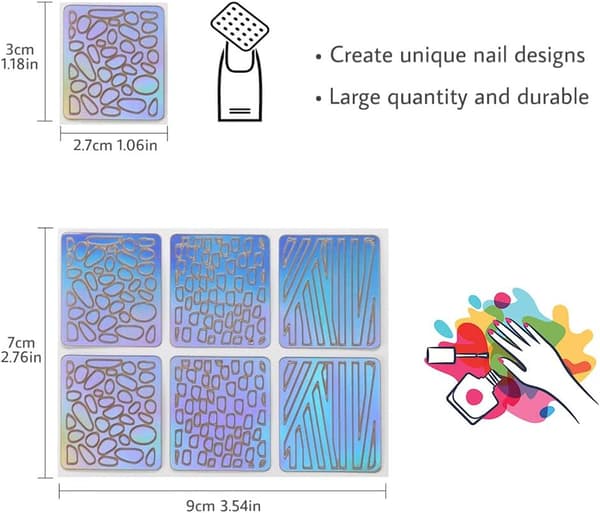 Neglekunst Stencils, 144 Stykker 24 Ark Vinyl Stencils