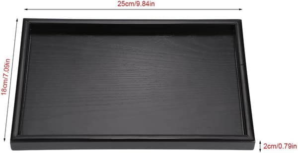 1 stk. (25x18x2cm) sort bakke rektangulær tebakke i træ massiv