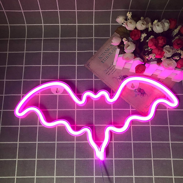 Fledermusformet LED-nattelys (Pink),