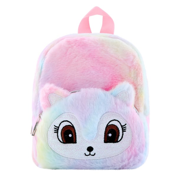Girls Cute Fluffy Unicorn Plush Backpack Schoolbags-3