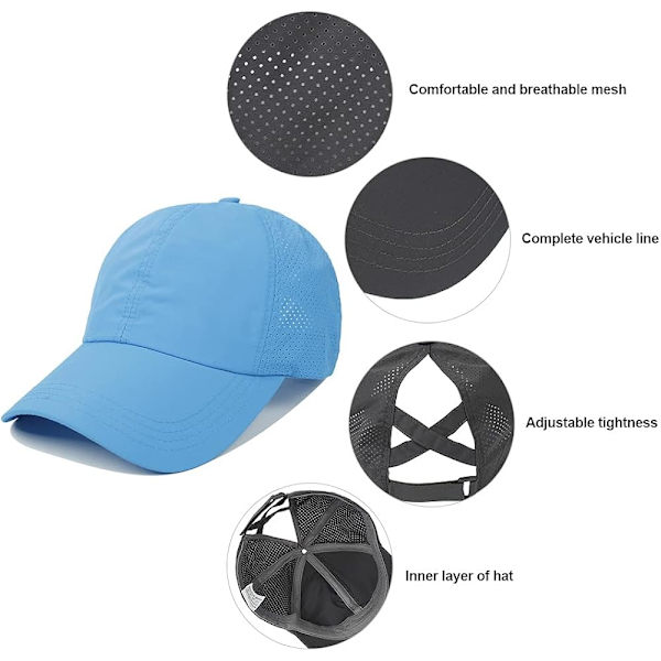 Blå baseballcaps for kvinner og menn (Hodeomkrets: 57-58 cm)